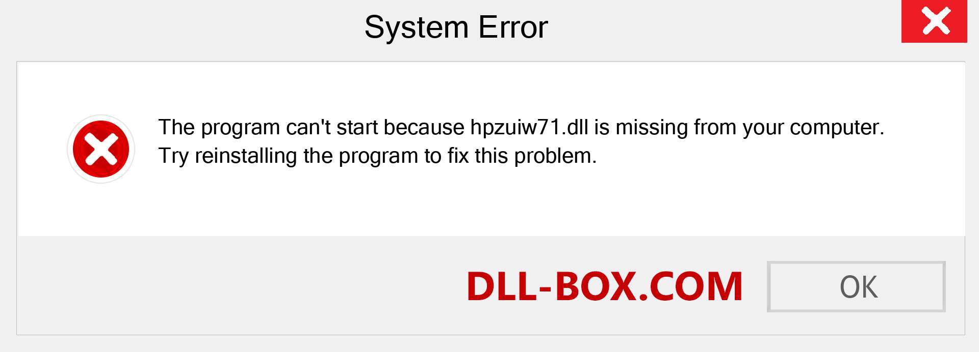  hpzuiw71.dll file is missing?. Download for Windows 7, 8, 10 - Fix  hpzuiw71 dll Missing Error on Windows, photos, images
